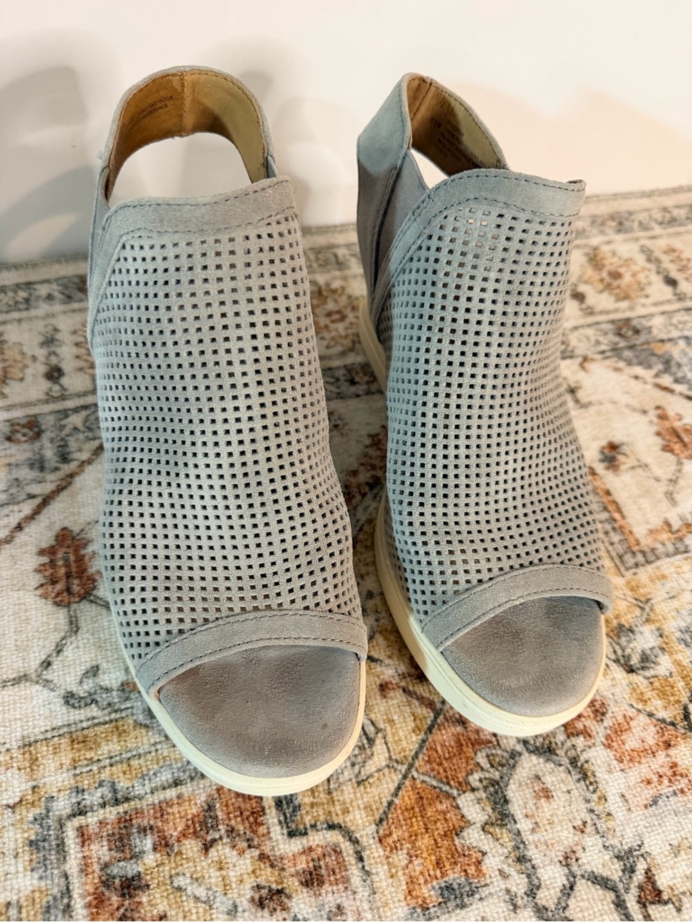 Sofft Ulani perforated leather gray wedge